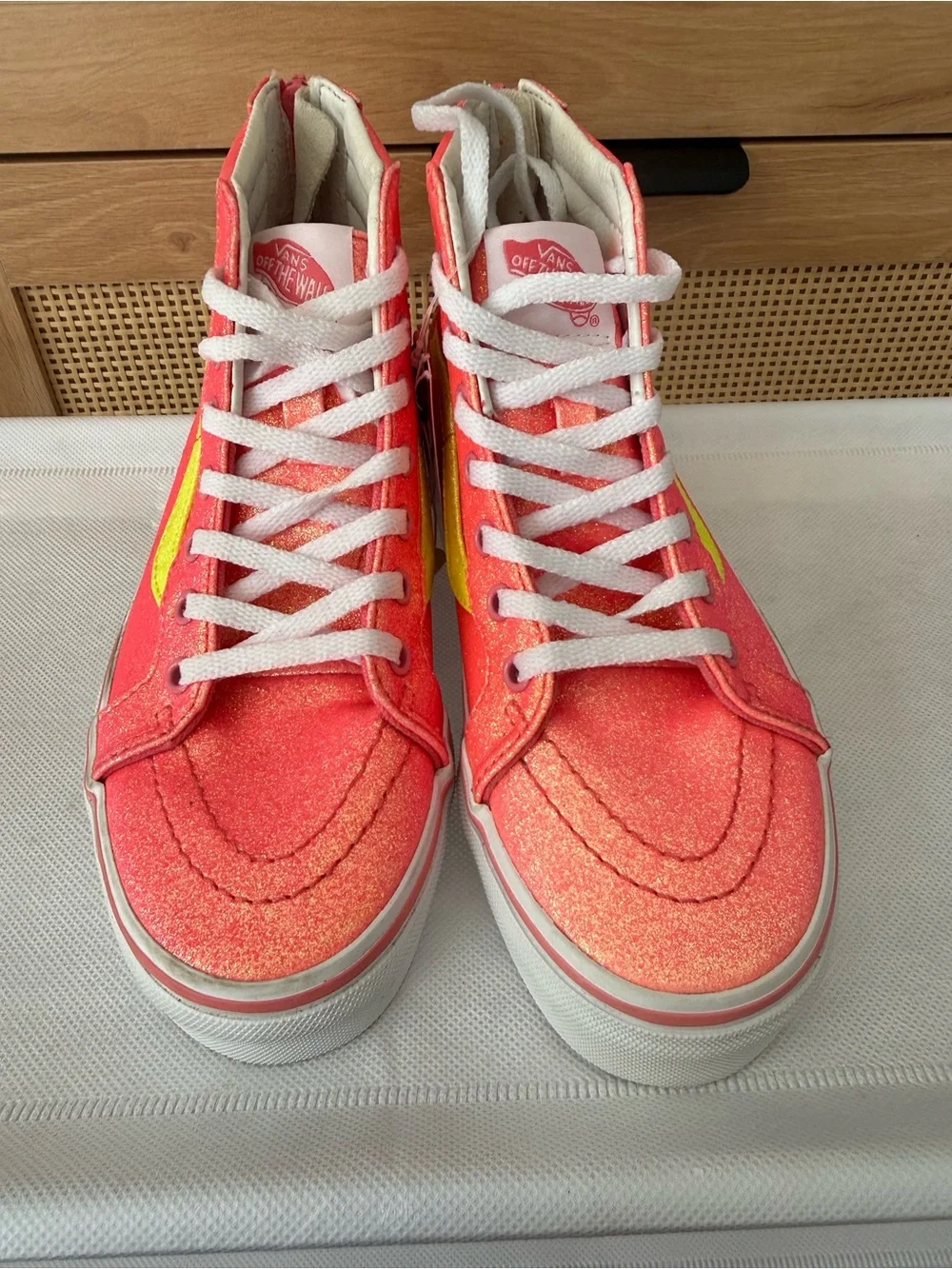 Vans - size 3 - NWT sk8 hi zip neon glitter sneakers
